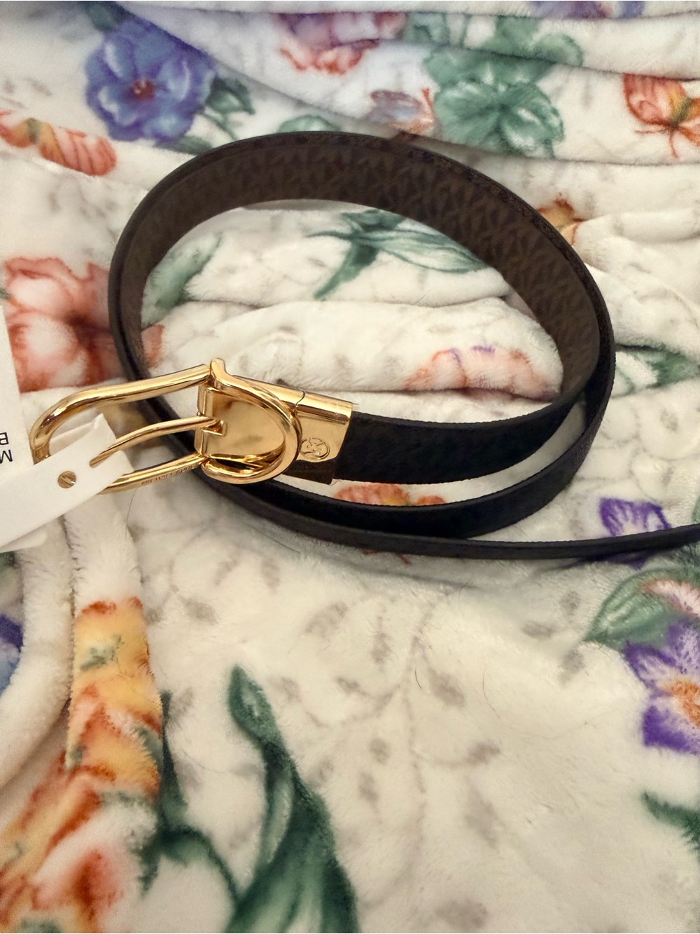 Michael Kors Reversible Belt Black and Brown Leather with Gold Buckle